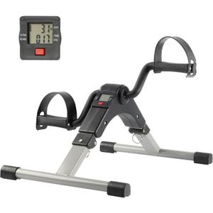 Under Desk Exercise Bike Pedal Exerciser Mini Stationary Cycle with Adjustable Resistance, Calorie Tracker & Foldable Design Compact Pedal Machine for Home, Office, or Physical Therapy by Wakeman, Gray