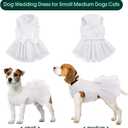 Kuoser Dog Dress Pet Wedding Dresses, Adorable Tutu Shirts for Small Medium Girl Dogs, Puppy White Princess Outfits with Luxury Lace Pearl Bow, Retro Pet Costumes for Birthday, Party, Wedding, S