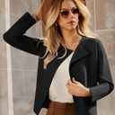 GRACE KARIN Womens Cropped Knit Sweater Blazer, Oversized Open Front Jackets 2026 Spring, Laple Cardigans Dressy Casual (Black)