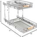 Pull out Cabinet Organizer, 2 Tiers 15"W X 21"D, Heavy Duty Smooth Sliding Under Cabinet Shelves for Pots and Pans, Full-Extension Roll out Drawers, Slide out Organization for Home Kitchen Pantry