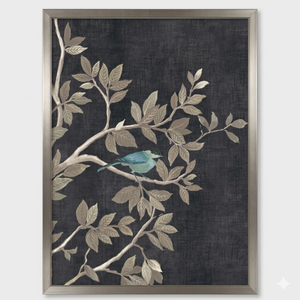 New View Botanical Linen Framed Canvas