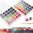 50Colors Sewing Bobbins Thread with Bobbin Box, SizeA Class15 PrewoundBobbin Thread for Sewing Machine,PolyesterThread Compatible with Singer/Brother/Janome/Embroidery Machine