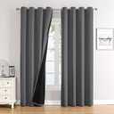 ChrisDowa 100% Blackout Curtains for Bedroom with Black Liner, 2 Thick Layers Total Blackout Thermal Insulated Grommet Window Curtains 2 Panels Set (Grey, 52 x 72 Inch)