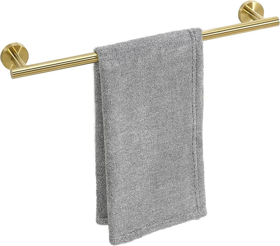 Brushed Gold Towel Bar, 18 Inch Towel Racks for Bathroom Wall Mounted, Thicken SUS304 Stainless Steel Heavy Duty Hand Towel Holder Organizer, Bathroom Accessories, Total Length 20.5 Inch