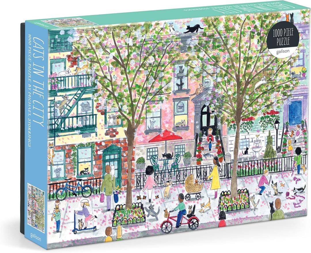 Galison Michael Storrings Cats in The City 1000 Piece Puzzle Featuring Beautiful Artwork of Cats in The City Garden