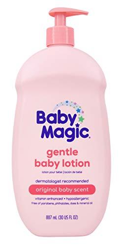 Baby Magic Gentle Baby Lotion, Original Baby Scent, Helps Comfort & Relax Before Bedtime, Vitamin Enhanced, Dermatologist Recommended, Hypoallergenic, Free of Parabens, 30 Fl Oz (1 Pack)