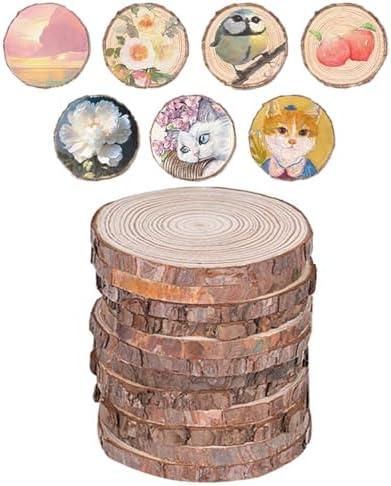 diybar 12 Pcs Natural Wood Slices,4.7-5.3 Inch Unfinished Craft Wood Circles Round Wood Discs for Arts DIY Crafts Paintings Wedding Decoration Centerpieces, YWDI001