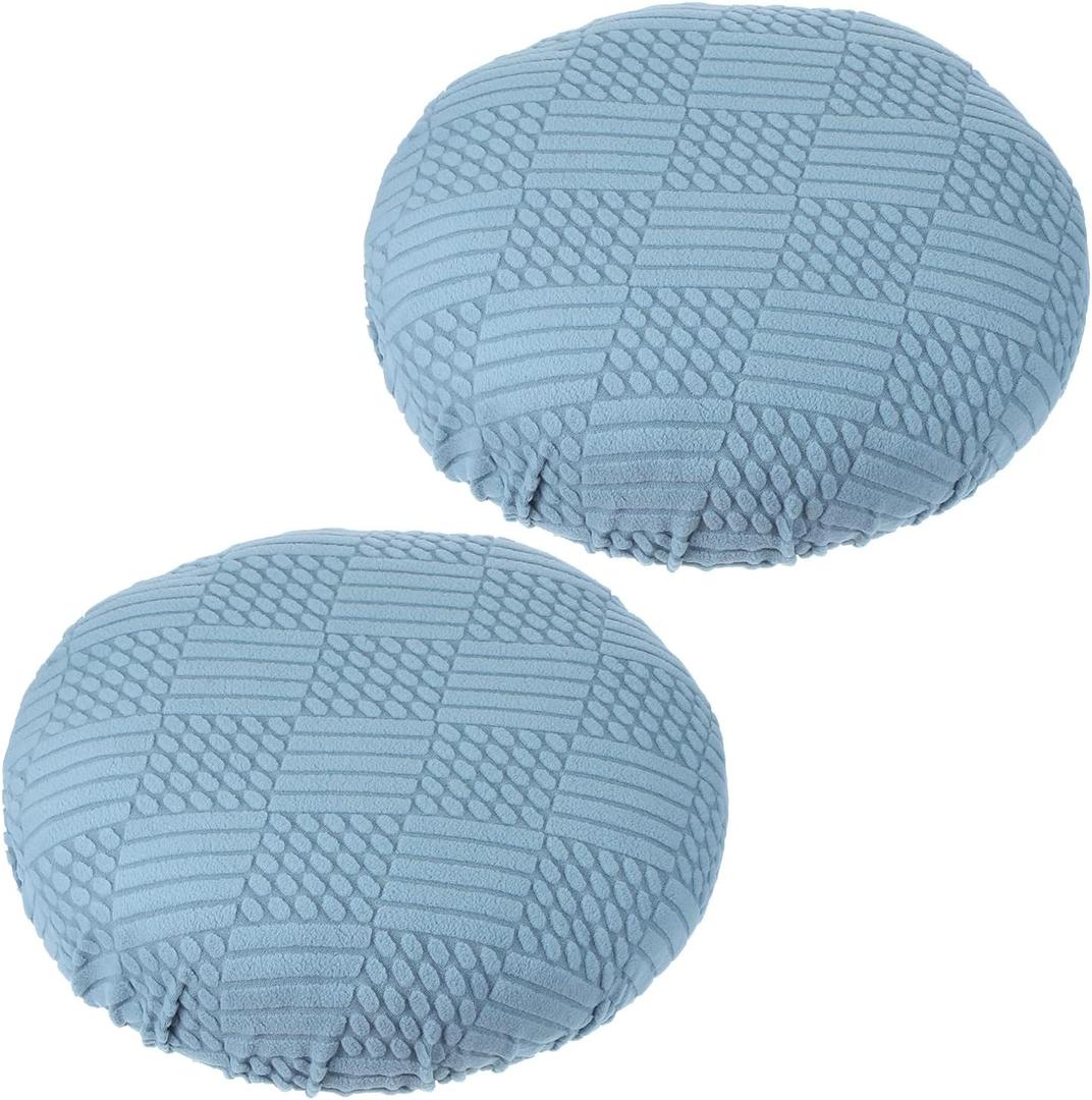 PATIKIL Stool Covers Round, 2 Pcs Elastic Bar Stool Covers Washable Stool Cushion Slipcover Stretchy Bar Chair Seat Cover for 14-18 Inch Chair, Dark Blue