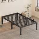 14 Inch Twin Bed Frames, Heavy Duty Metal Platform 3500 lbs Capacity, No Box Spring Needed, 6 Mattress Slide Stopper, Headboard Holes, Noise-Free, Easy Assembly