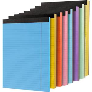 Thboxes 8 Pack Colored Legal Pads, Totally 400 Sheets Legal Pads 8 x 11.5inch College Ruled Writing Pads Wide Ruled Paper for Office, School, College, Professional