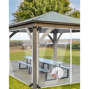 9'H x15'W Outdoor Vinyl Curtain 19oz Clear Tarps with Zipper,Vinyl Patio Enclosure,Outdoor Curtains Heavy Duty Waterproof Transparent Tarp with Grommets for Gazebo Porch Balcony Pergola
