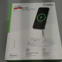 Belkin MagSafe 2-in-1 Wireless Charging Stand for Apple iPhone 16, iPhone 15, iPhone 14, & iPhone 13 Series & AirPods - MagSafe Fast Charging Station for Multiple Devices - White