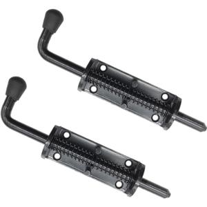 Black 2 Packs 6.5 Inch Heavy Duty Spring Loaded Latch Pin, Sliding Barrel Bolt Door Lock for Chests/Cabinets/Utility Trailer Gate, 2mm Thickened Interior and Outdoor Latch
