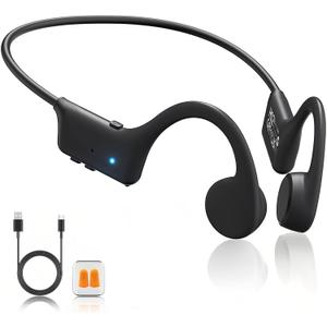 Bone Conduction Headphones, Open Ear Bluetooth 5.4 Sports Headphones with Mic, 12H Playtime Sweat Resistant Running Workout Headphones for Cycling, Gym, Hiking, Glasses Wearers