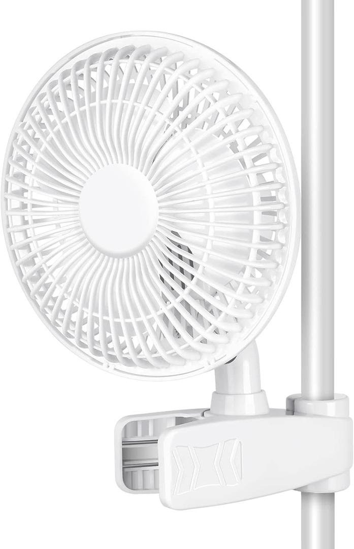 Simple Deluxe Clip Fan, 6-Inch Grow Tent Fan, Monkey Fan, Adjustable 90 Angles, 15W, 2-Speeds Control, 1 Pack (White)