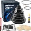 CVS18 Split Type CV Boot, Fits Shaft Size 22mm-28mm, (128mm) Height, Constant Velocity Joint Gaiter Repair Kit, Includes 2 Stainless Steel Clamps, cv axle boot, car boot