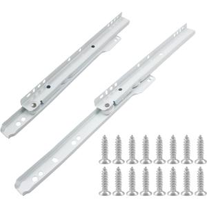 1 Pair 10 Inch Drawer Slides, White Coated Steel Drawer Track, Removable Bottom Mount Drawer Rails with Smooth Sliding Nylon Wheels