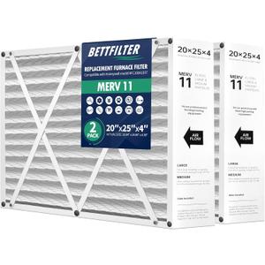 20x25x4 AC Furnace Air Filter Compatible with Honeywell FC100A1037, MERV 11 HAVC Filter Replacement, Actual Size:19.94"x24.86"x4.38", Pack of 2