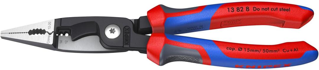 KNIPEX 13 82 8, 6 in 1 Electrical Installation Pliers with Comfort Grip Handles