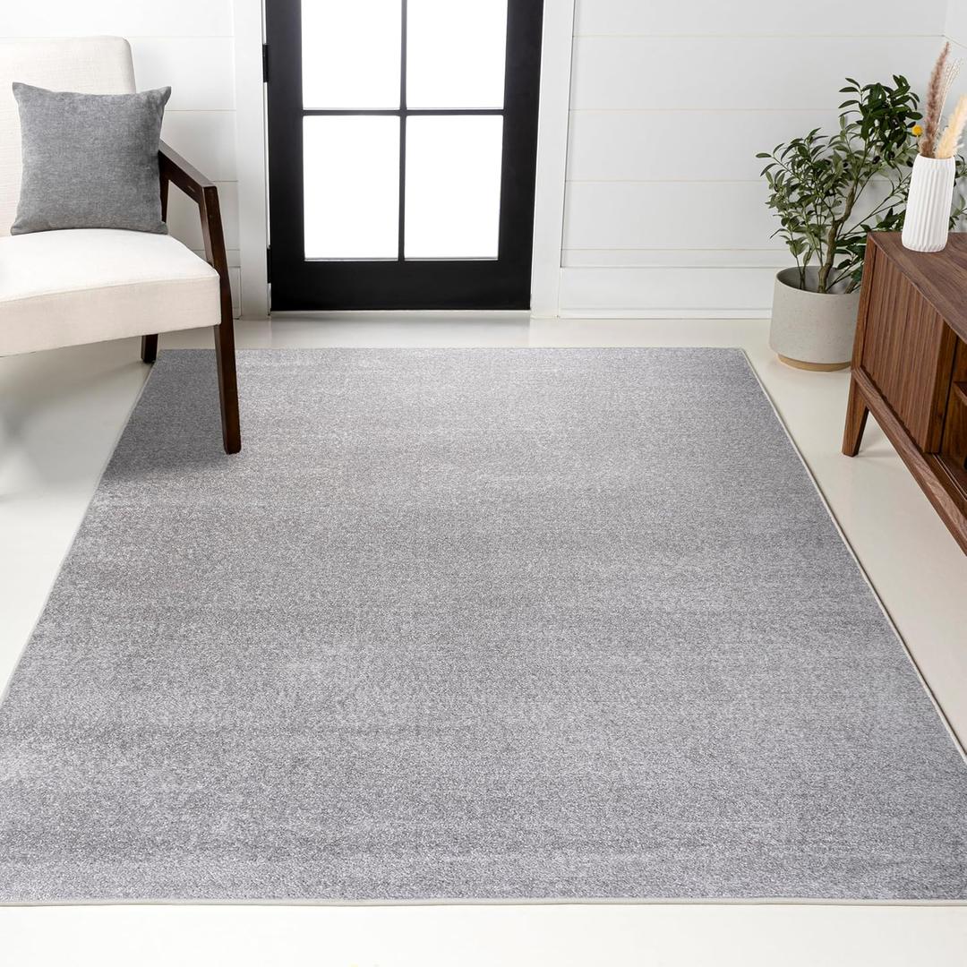 JONATHAN Y Haze Solid Low-Pile Light Gray Indoor Area Rug 5x8, Coastal,Bohemian,Minimalist,Classic, Easy-Cleaning for Living Room,Bedroom,Kitchen,Pet Friendly,Non-Shedding (SEU100K-5)