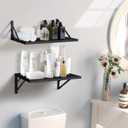 Tectocker-DOU 2 Pc Deep Floating Shelves ; 12 Inch Deep Wall Mounted Hanging Shelves for Living Room, Kitchen, Office, Bathroom and Bedroom Decor; Storage and Display Shelf Set (Black)