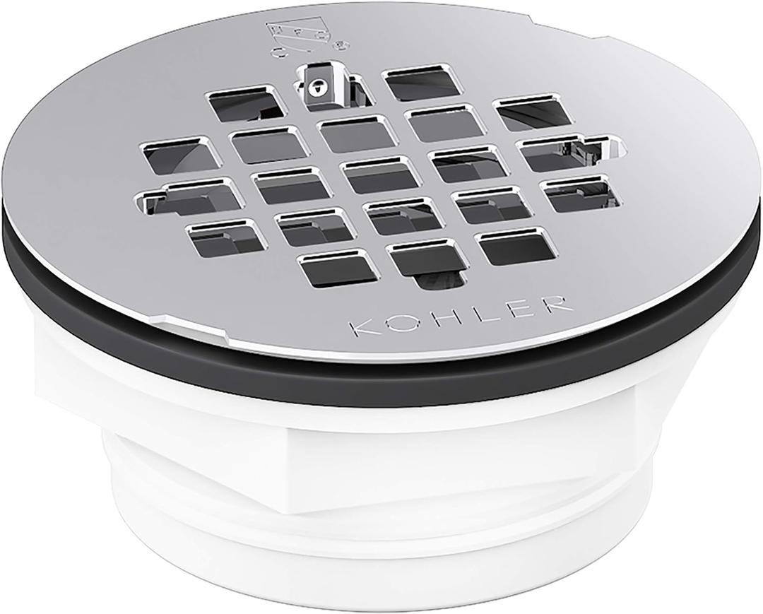 KOHLER K-22676-S Round PVC Shower Receptor Drain, Stainless Finish