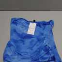 Women Summer Asymmetrical Mesh Strapless Tube Tops Going Out Outfits (Medium, Blue Floral)