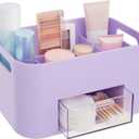 STORi Bliss Lilac Purple Makeup Organizer for Countertop, Divided Bathroom Organizer & Storage Drawer, Makeup Brush Holder, Cosmetic & Nail Polish Organizer, Made in USA