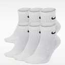 Nike Unisex Everyday Cushioned Training Ankle Socks (6 Pairs), White/Black, Medium