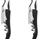 2 PCS Waiter Corkscrew Wine Opener,Upgraded Heavy Duty Wine Keys,Stainless Steel Double Hinged Wine Key for Serves,Bartenders(Black)