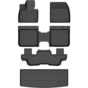 HAFIDI® Floor Mats & Cargo Liner for 2025-2026 Vinfast VF9 (Only 6 Seats) | Custom Fit, All Weather Protection, Non-Slip, Automotive Floor Liners, Raised Edge, Full Set Accessories, TPE, Black