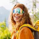 AMBEYE Sports Sunglasses Half Frame UV400 REVO Mirror Lens, Ultra-Light TR90 Full Frame, Adjustable Nose Pads, Anti-Slip Arms  Cycling Running Hiking Triathlon Green