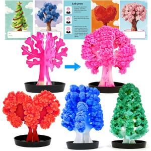 24 Pack Growing Crystal Trees Bulk with Cards for Kids STEM Science Experiment Kit Party Favors School Classroom Prizes Gifts Exchange Goodie Bags Stuffers for Boys and Girls