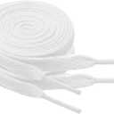 2 Pair Flat Shoe Laces for Sneakers Colorful Athletic Shoelaces Running Shoes Boot Strings for Kids Adults (59inch(150cm), White)