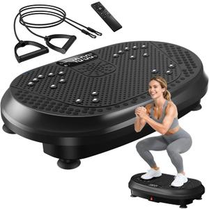 Vibration Plate Exercise Machine, Vibrating Fitness Platform for Lymphatic Drainage, Full Body Shaker Workout Equipment, Bluetooth Power Shaping Vibrate Plate, Board Sport for Home Exercise Gym, Blue (Black)
