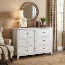 Garvee White 6-Drawer Dresser for Bedroom, 41.7" L Entryway Storage Drawers, 15.8"D x 41.7"W x 31.5"H