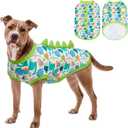 UPF 50+ Sun Protection Dog Shirt - Sleeveless Cooling Vest for Large Dogs Boy, Quick-Dry Pet T-Shirt with Funny Dinosaur Horns, UV Protective Breathable Dog Clothes U-COSBX07, XXL