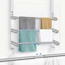 17-29inches Retractable Length Over The Door Towel Rack, 304 Stainless Steel Over The Door Towel Rack, Over Door Towel Holder with 3 Tier Towel Bars, Over Door Towel Storage for Bathroom