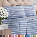 Queen Size 4 Piece Sheet Set - Comfy Breathable & Cooling Bed Sheets Set - Hotel Luxury Bedding for Women, Men, Kids, Teens, Boys & Girls - Deep Pockets, Soft, Wrinkle Free - Oeko-Tex - Blue Stripes 3