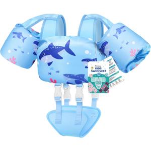 Vvinca Toddler Swim Vest 13-30 lbs, Swim Trainer for Boys Girls with Anti-Chafe Crotch Strap, Floaties for Kids 1-3 Years