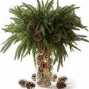 Syhood 12 Pcs 20 Inch Large Christmas Norfolk Pine Branch with 24 Pcs Pine Cones Norfolk Stems Real Touch Artificial Christmas Greenery Stems Picks Snow Pinecone for Xmas Vase DIY Craft Decor