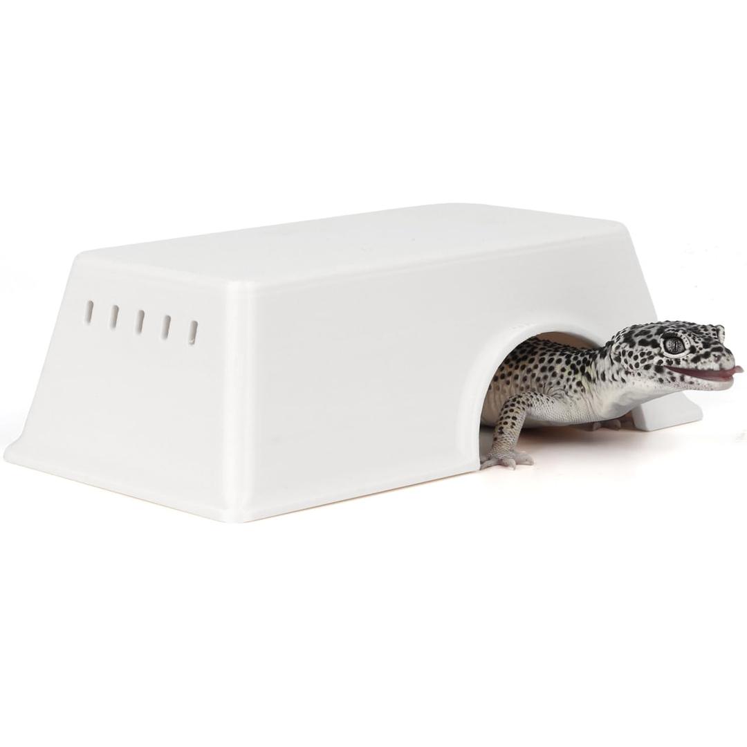 CRITTZOO Snake Hide, Leopard Gecko Tank Accessories for Reptile Ball Python Crested Gecko Lizard Bearded Dragon - WhiteHideL