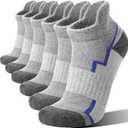6 Pairs Merino Wool Ankle Hiking Running Socks Compression Support Thick Athletic Low Cut Socks for Women Men (Medium, Light Grey)