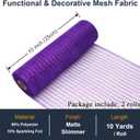 2 Pcs Purple Deco Mesh Ribbon Rolls 10 Inch 10 Yards(30 ft) Decorative Mesh Fabric with Foil for Wreaths Christmas Tree Ribbon Door DIY Craft Halloween Decor Wedding Party Supplies (Purple, 2Pcs)