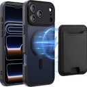 TopMade Mag-Safe Case for iPhone 17 Pro Max with Magnetic Wallet Card Holder, Mag-Safe Phone Case with Magnetic Wallet Fit 4 Cards, Translucent Matte Shockproof Cover for iPhone 17 Pro Max, Black