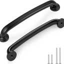 5 Inch Hole Centers Black Solid Zinc Alloy Cabinet Handles (6 Pack) - Vintage Kitchen Drawer Pulls & Dresser Pulls, Durable Cabinet Hardware