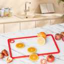 2 x 12"x8" Small Clear Tempered Glass Cutting Board,Non-Slip Dishwasher Safe Heat & Shatter Resistant Cutting Board for Kitchen Countertop Meal Prep (Red-Small)