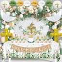 Baptism Decorations Bautizo Decorations - 117 Pcs Mi Bautizo Party Supplies First Communion Decor Boys Girls Baby Shower Christening Decorations God Bless Backdrop Tablecloth Banner Balloons Garland