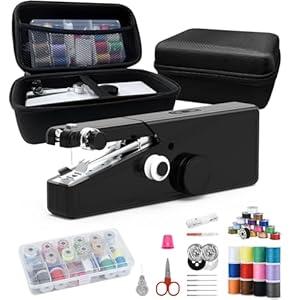 Handheld Sewing Machine, Portable & Cordless Mini Sewing Machine for Beginners  Electric Fast Stitching, DIY Fabric Clothes Repair Kit, Home Travel Mending Machine with Accessories, Black