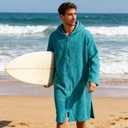 Weecreeture Hooded Towel Poncho with Zipper and Pocket, Surf Poncho for Men and Women, Beach Bath Changing Robe Cover Up L